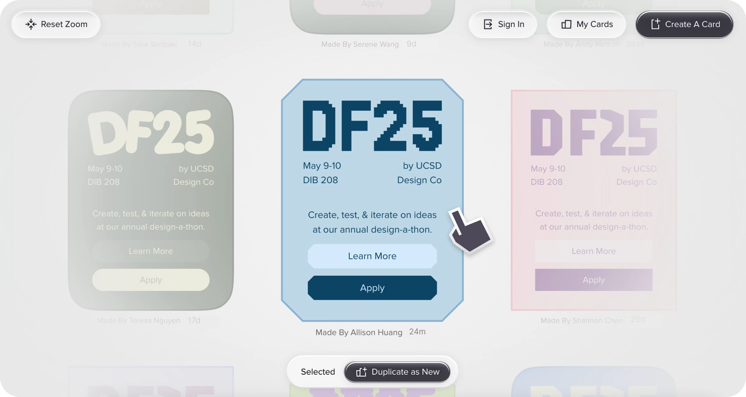 Design Frontiers infinite canvas interface